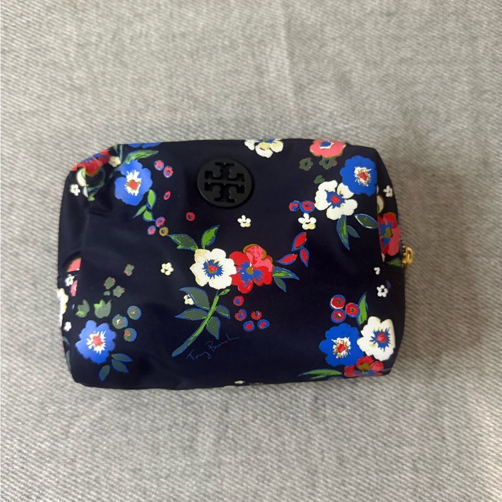 Tory Burch Navy Floral Cosmetic Bag
